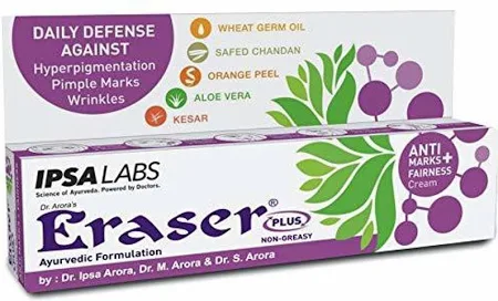 Megavalue Eraser Ayurvedic Plus Cream Non-Greasy Ayurvedic Formulation Wheat Germ Oil, Safed Chandan, Orange Peel, Aloe Vera, and Kesar